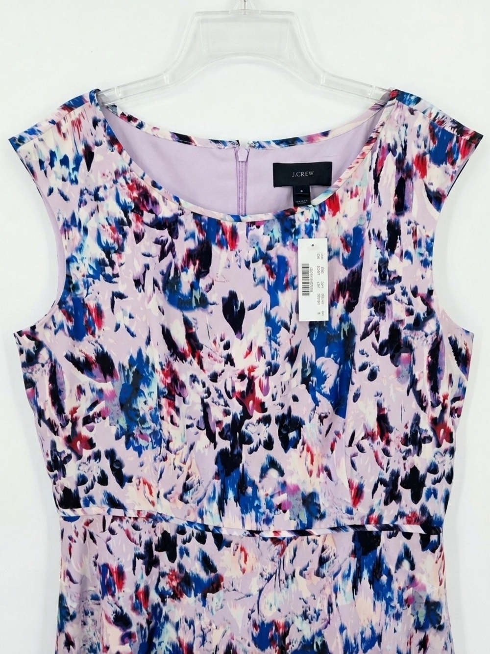 NWT J.Crew Watercolor Abstract Floral Shift A Line Dress Lilac Multi Size 8 - Picture 6 of 7